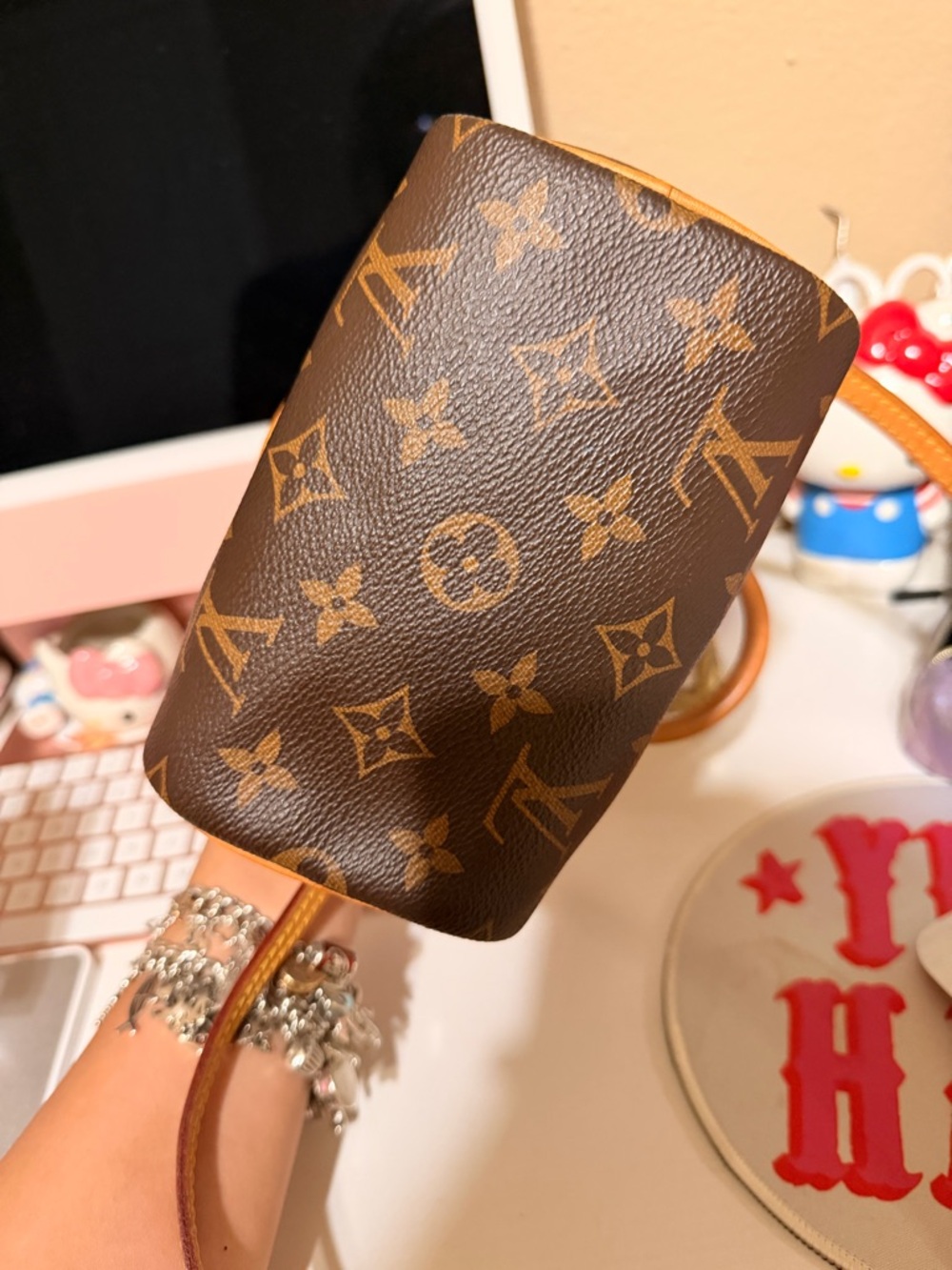 Louis Vuitton Brown Monogram Mini Handbag with Tan Trim - Picture 4 of 5